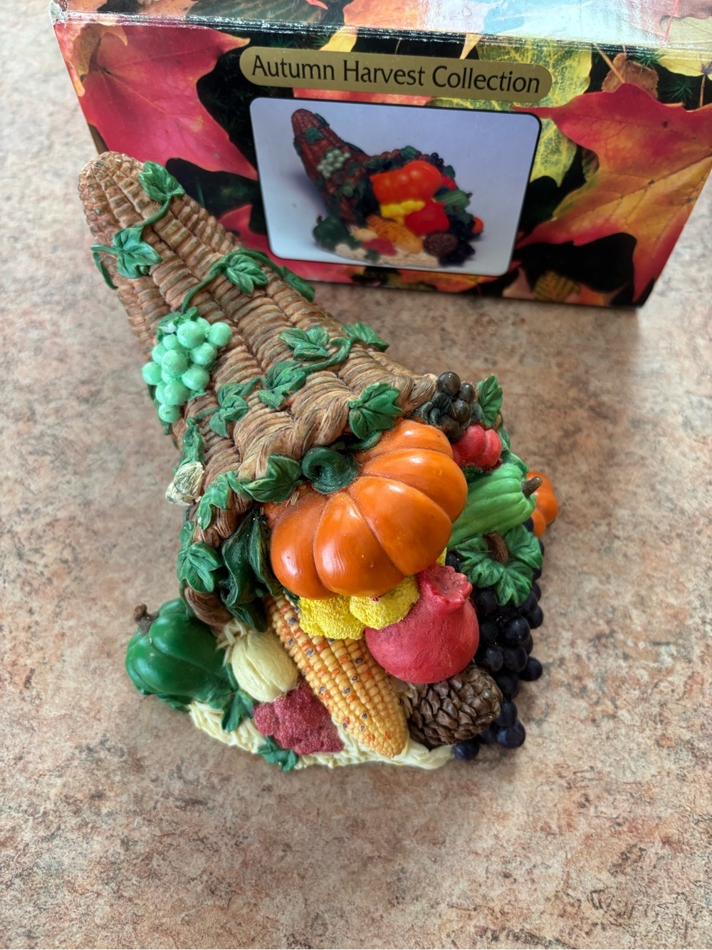 Autumn Harvest Collection Cornucopia Table Decor - Orange Fall Centerpiece